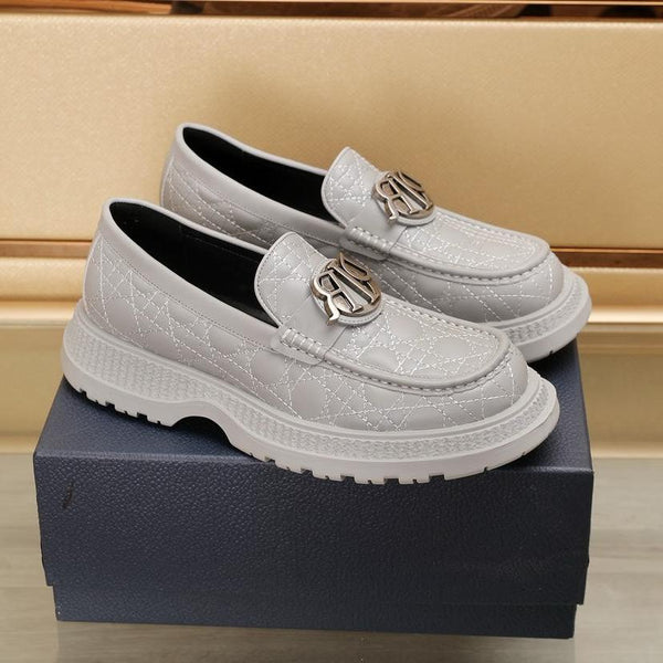 CD EXPLORER LOAFER LIGHT GRAY EMBROIDED CALFSKIN