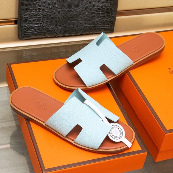 HM IZMIR SANDAL PASTEL BLUE AND TIGER CALFSKIN
