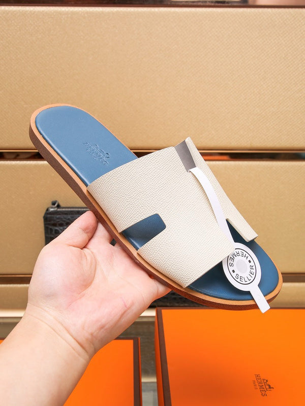 HM IZMIR SANDAL AEGEAN AND WHITE CALFSKIN