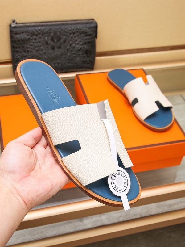 HM IZMIR SANDAL AEGEAN AND WHITE CALFSKIN