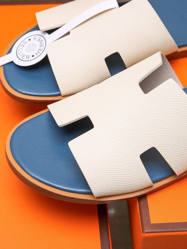 HM IZMIR SANDAL AEGEAN AND WHITE CALFSKIN