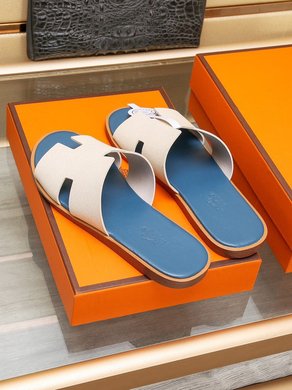 HM IZMIR SANDAL AEGEAN AND WHITE CALFSKIN