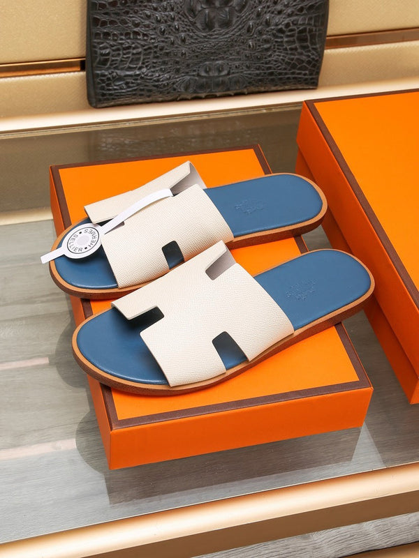 HM IZMIR SANDAL AEGEAN AND WHITE CALFSKIN