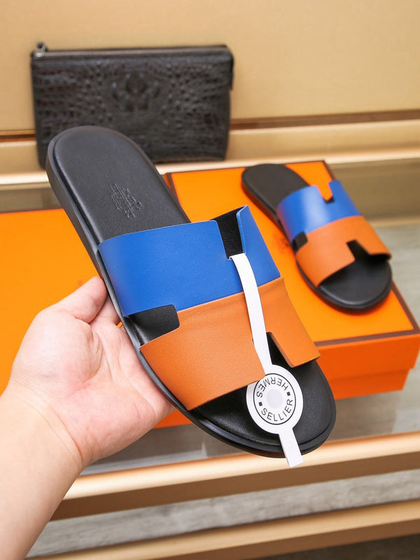 HM IZMIR SANDAL COBALT AND TIGER LAMBSKIN