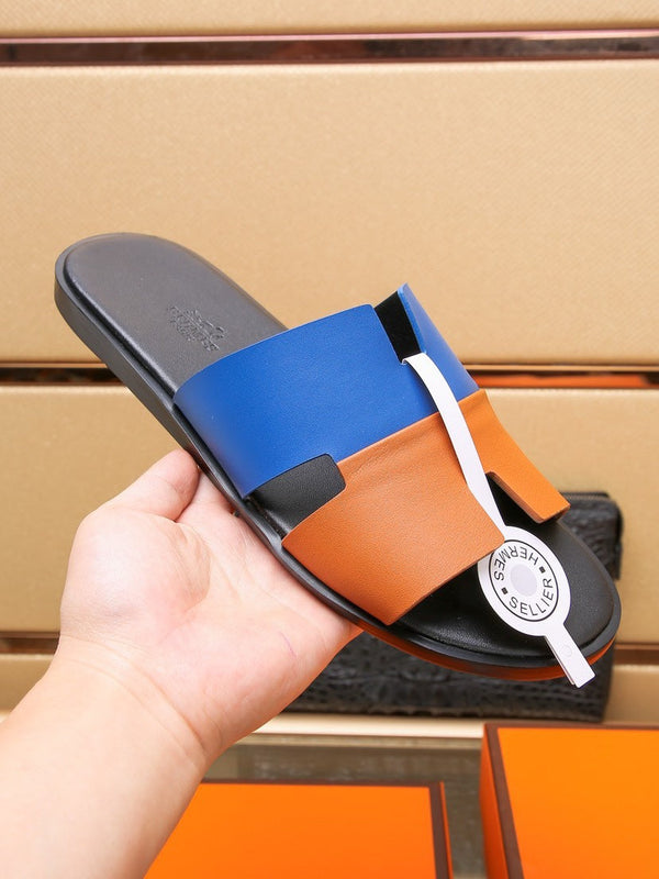 HM IZMIR SANDAL COBALT AND TIGER LAMBSKIN