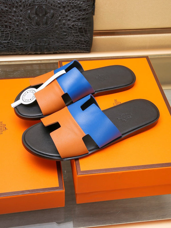 HM IZMIR SANDAL COBALT AND TIGER LAMBSKIN