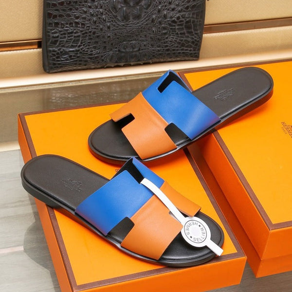 HM IZMIR SANDAL COBALT AND TIGER LAMBSKIN