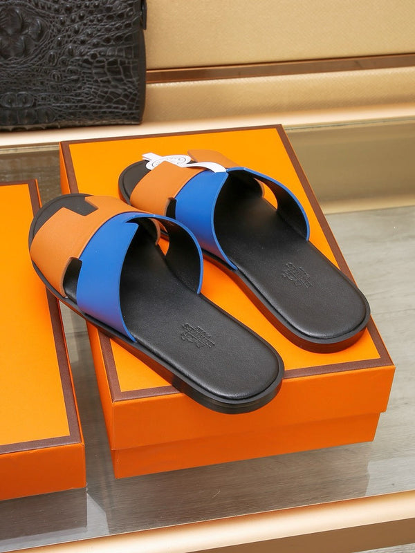 HM IZMIR SANDAL COBALT AND TIGER LAMBSKIN