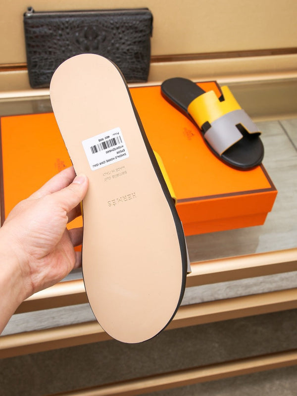 HM IZMIR SANDAL LEMON AND LIGHT GRAY LAMBSKIN