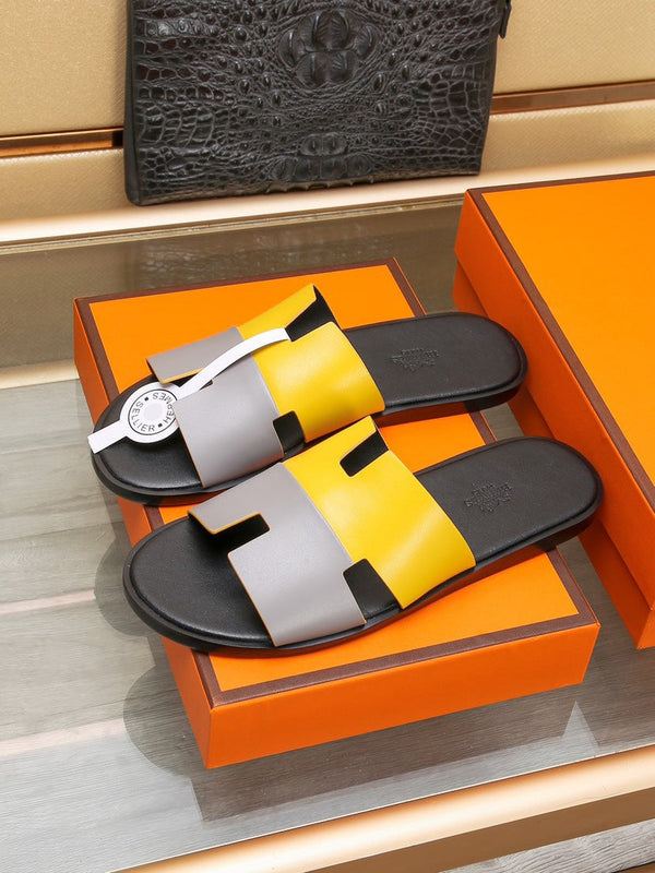 HM IZMIR SANDAL LEMON AND LIGHT GRAY LAMBSKIN