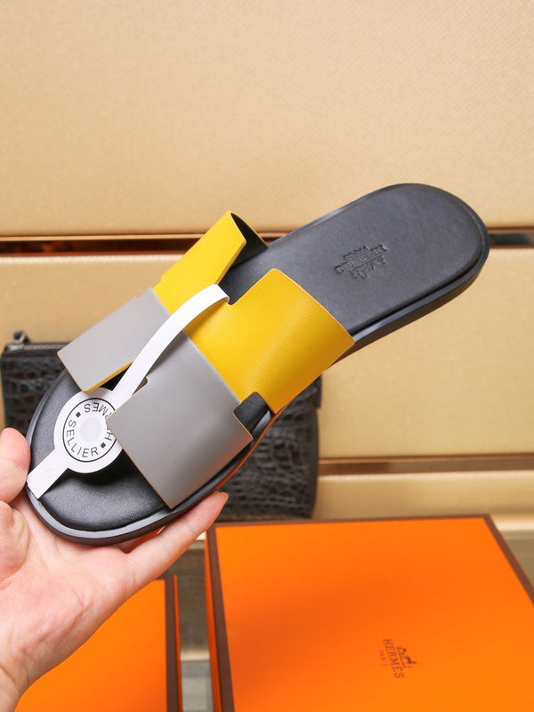 HM IZMIR SANDAL LEMON AND LIGHT GRAY LAMBSKIN