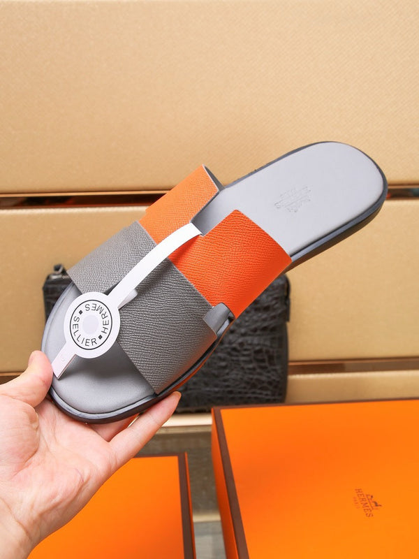 HM IZMIR SANDAL GRAY AND TIGER LAMBSKIN