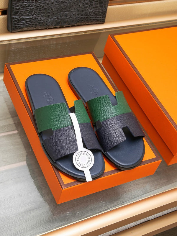 HM IZMIR SANDAL BLACK AND DARK GREEN LAMBSKIN