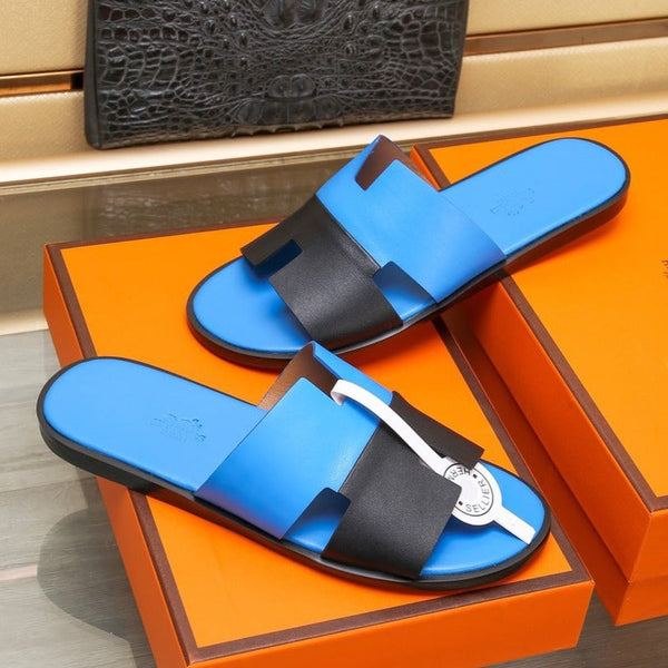 SANDALO HM IZMIR IN PELLE DI AGNELLO COBALTO E NERA