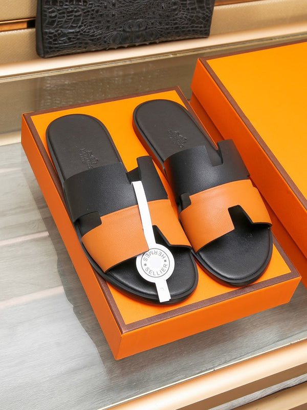 HM IZMIR SANDAL BLACK AND TIGER LAMBSKIN