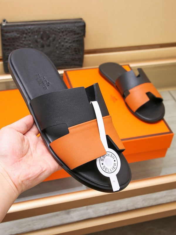 HM IZMIR SANDAL BLACK AND TIGER LAMBSKIN