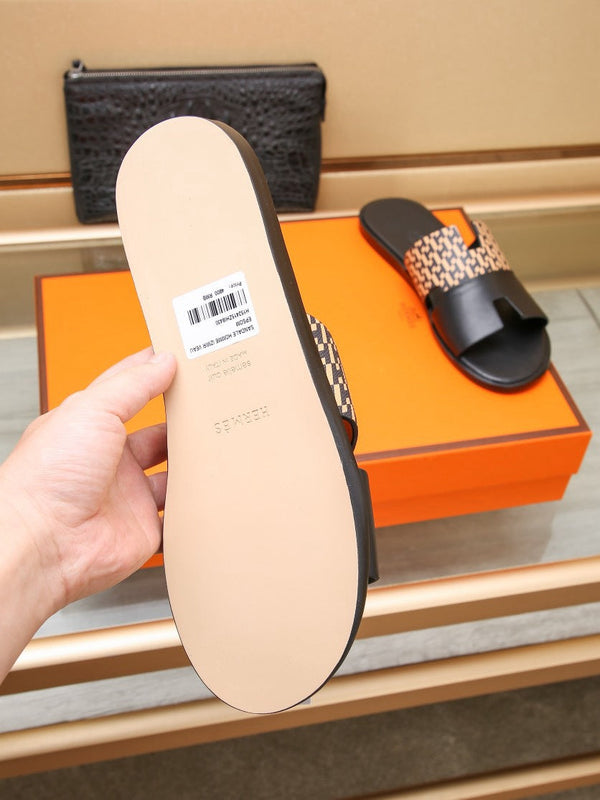 HM IZMIR SANDAL BLACK AND PEACHY CALFSKIN