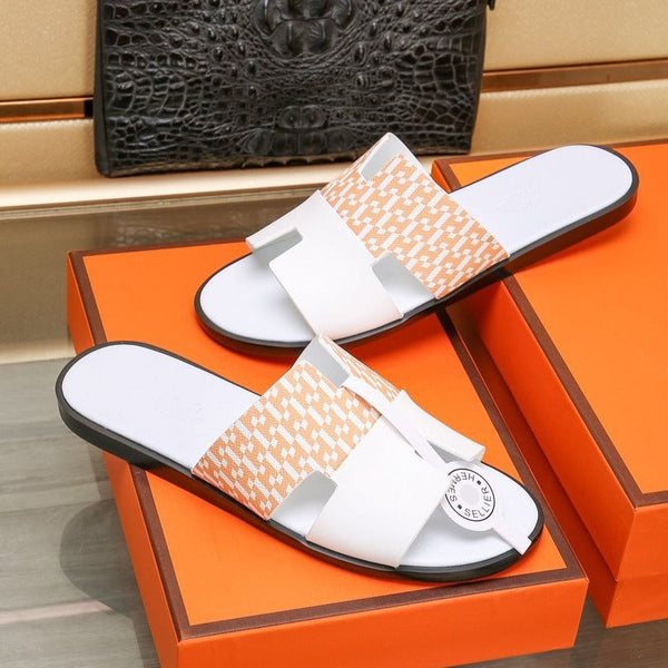 HM IZMIR SANDAL WHITE AND TANGERINE CALFSKIN