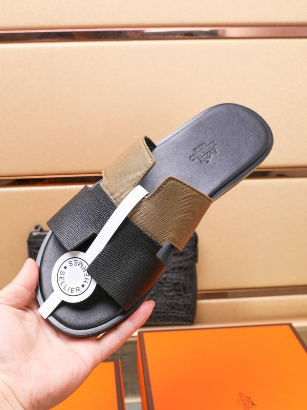 HM IZMIR SANDAL BLACK AND BROWN LAMBSKIN