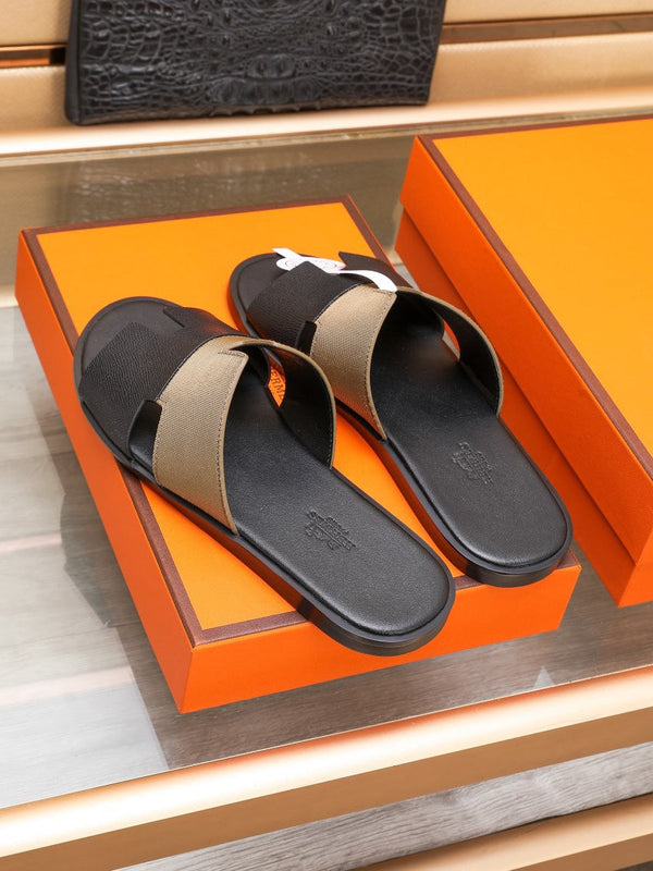 HM IZMIR SANDAL BLACK AND BROWN LAMBSKIN