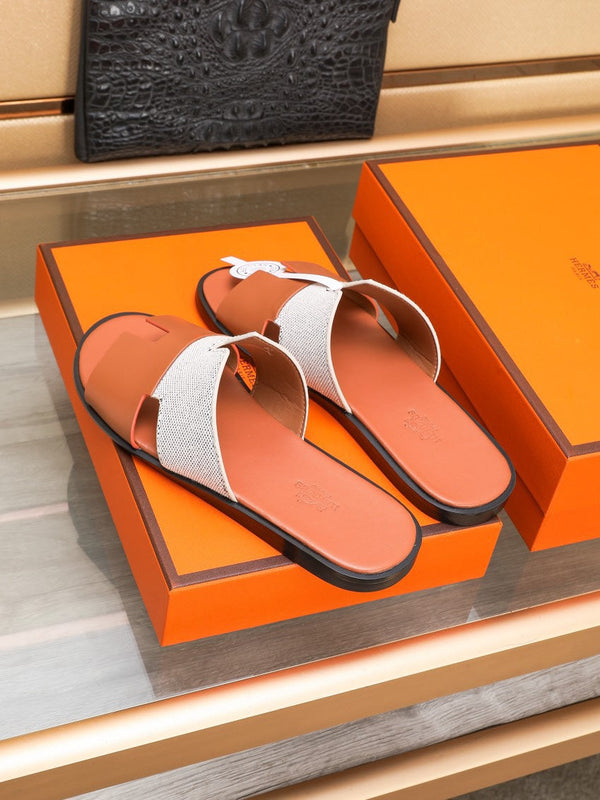 HM IZMIR SANDAL ORANGE AND WHITE LAMBSKIN