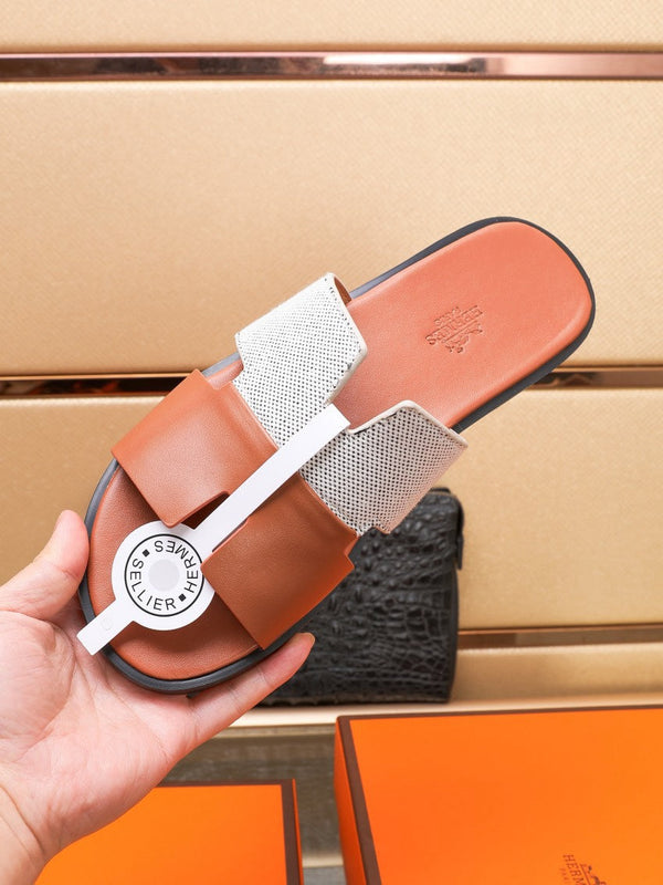 HM IZMIR SANDAL ORANGE AND WHITE LAMBSKIN