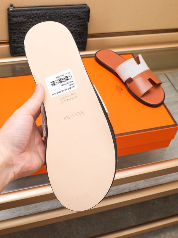 HM IZMIR SANDAL ORANGE AND WHITE LAMBSKIN