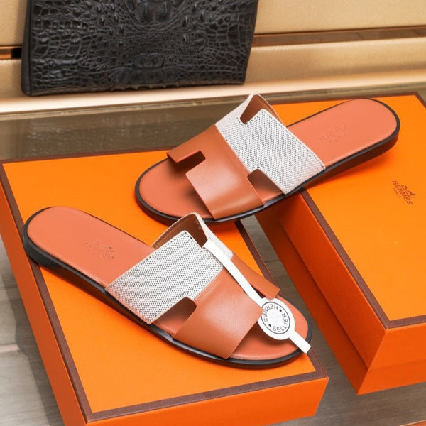 HM IZMIR SANDAL ORANGE AND WHITE LAMBSKIN