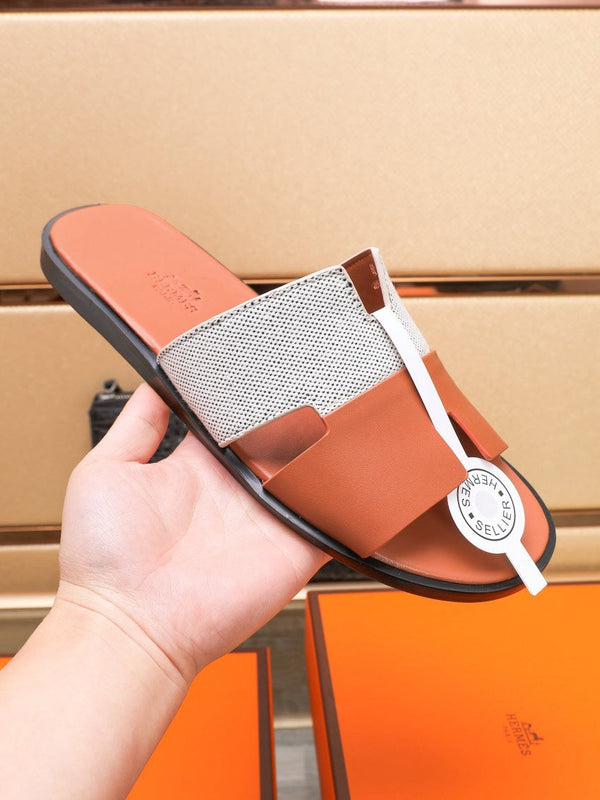 HM IZMIR SANDAL ORANGE AND WHITE LAMBSKIN