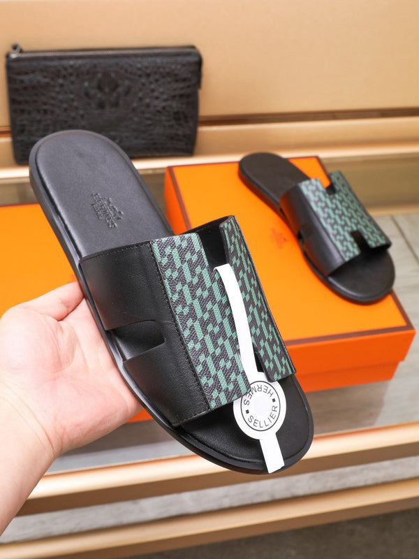 HM IZMIR SANDAL BLACK AND SAPPHIRE LAMBSKIN