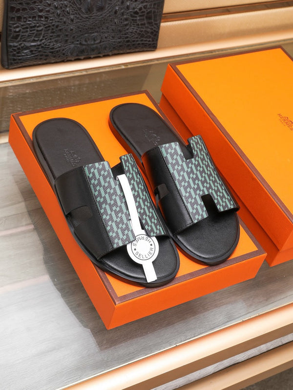 HM IZMIR SANDAL BLACK AND SAPPHIRE LAMBSKIN