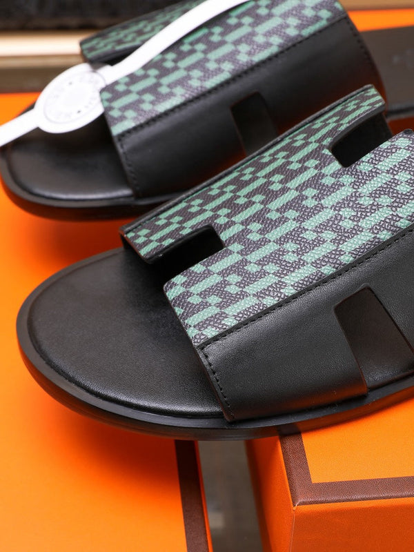 HM IZMIR SANDAL BLACK AND SAPPHIRE LAMBSKIN