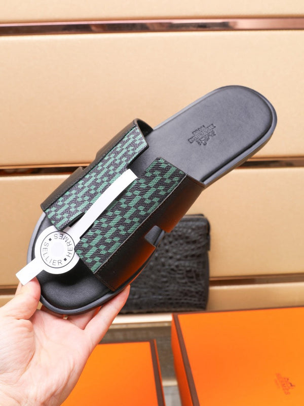 HM IZMIR SANDAL BLACK AND SAPPHIRE LAMBSKIN