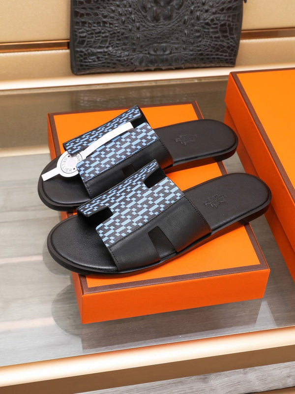 HM IZMIR SANDAL BLACK AND SKY LAMBSKIN