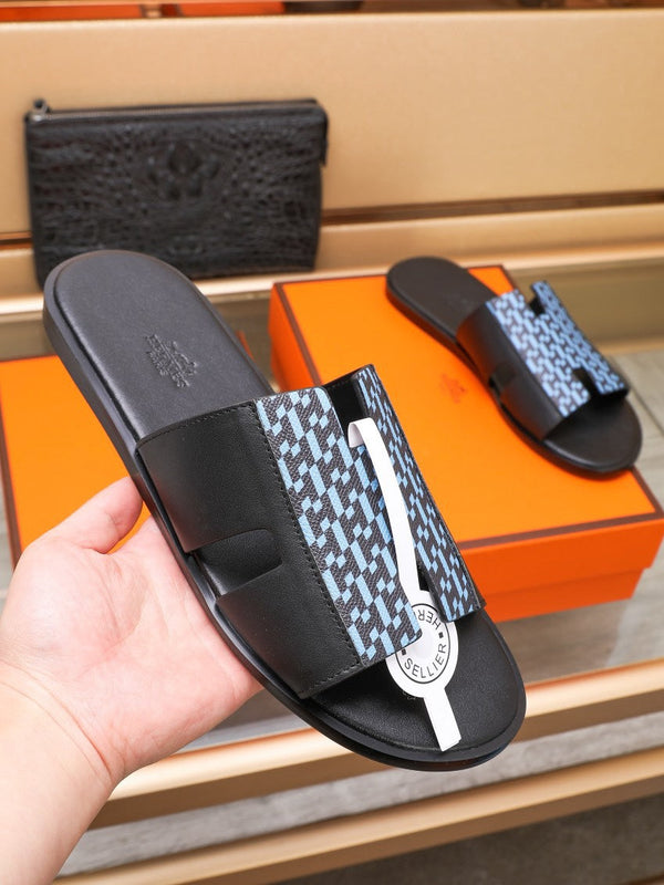 HM IZMIR SANDAL BLACK AND SKY LAMBSKIN