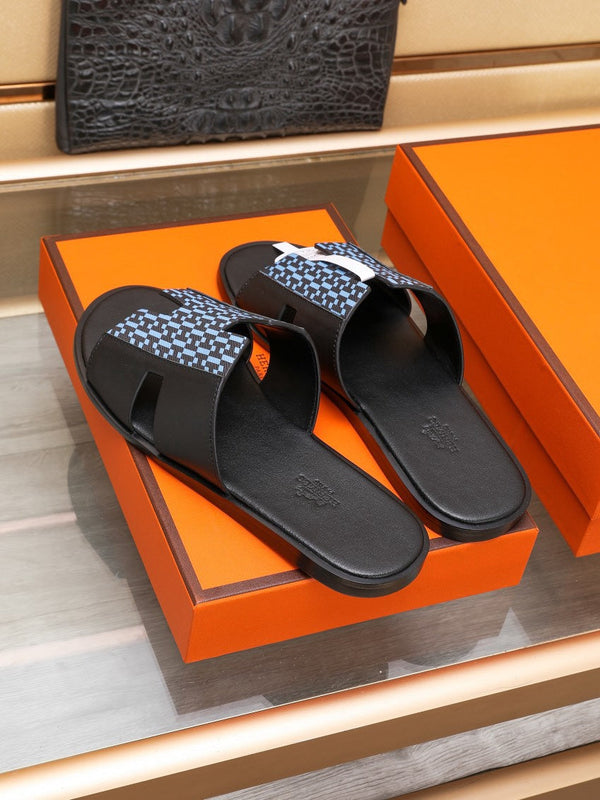 HM IZMIR SANDAL BLACK AND SKY LAMBSKIN