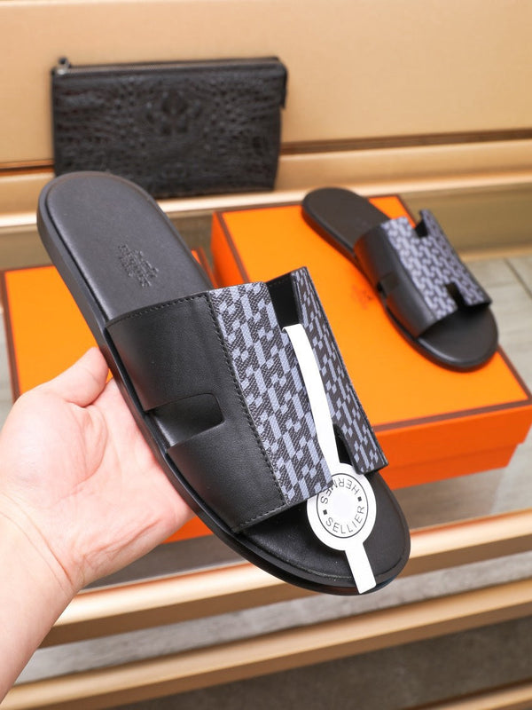 HM IZMIR SANDAL BLACK AND LAVENDER LAMBSKIN