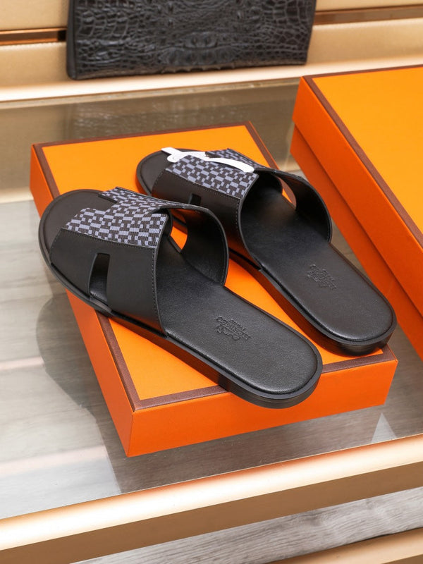 HM IZMIR SANDAL BLACK AND LAVENDER LAMBSKIN