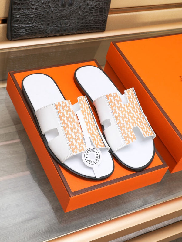 HM IZMIR SANDAL WHITE AND TANGERINE LAMBSKIN