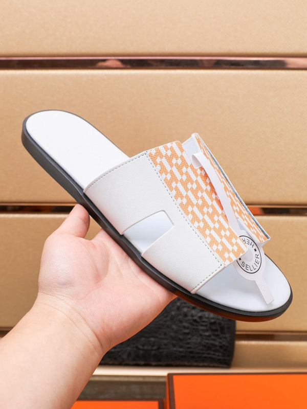 HM IZMIR SANDAL WHITE AND TANGERINE LAMBSKIN