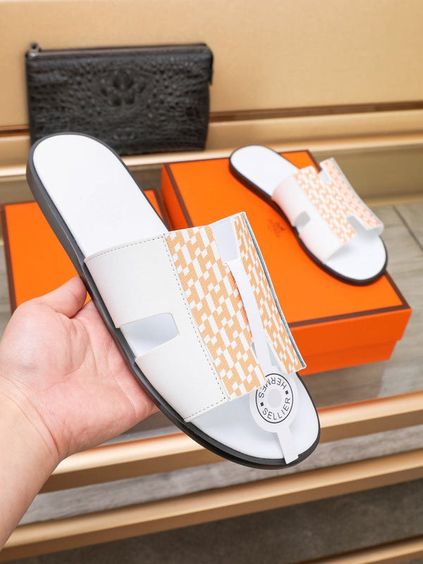 HM IZMIR SANDAL WHITE AND TANGERINE LAMBSKIN