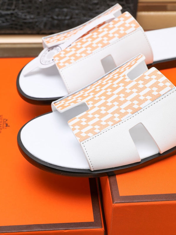 HM IZMIR SANDAL WHITE AND TANGERINE LAMBSKIN
