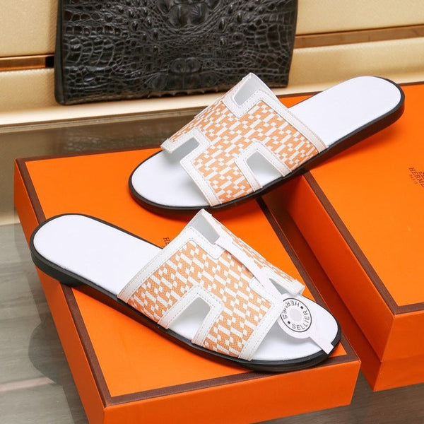 HM ORAN SANDAL WHITE AND TANGERINE LAMBSKIN