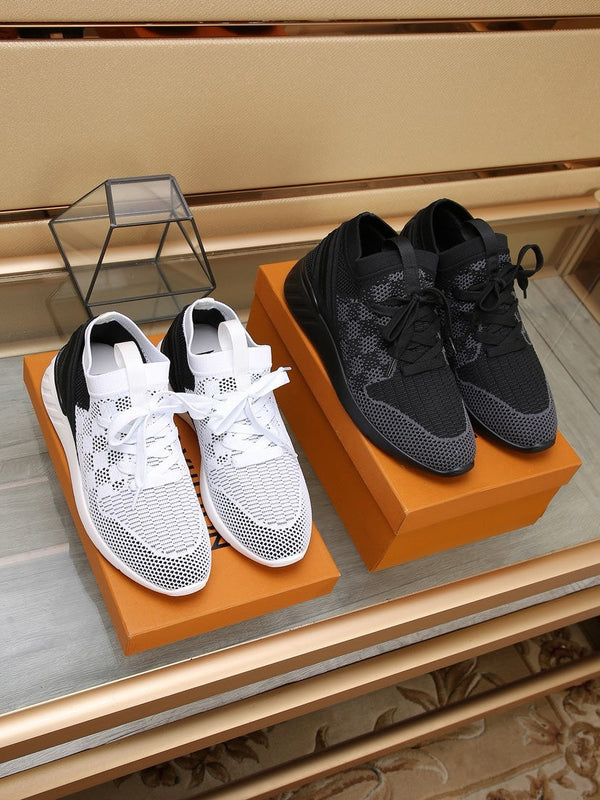 LV SNEAKERS IN BLACK AND GREY MESH FABRIC