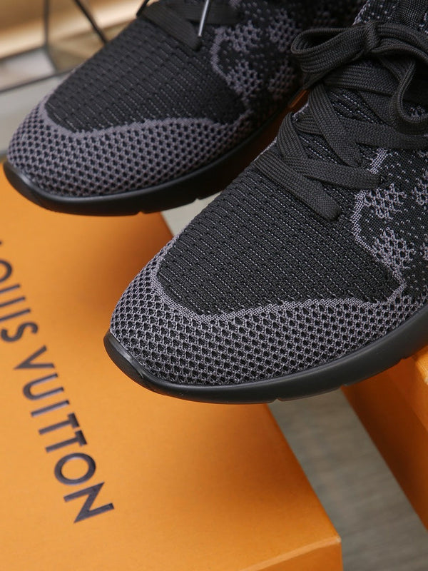 LV SNEAKERS IN BLACK AND GREY MESH FABRIC