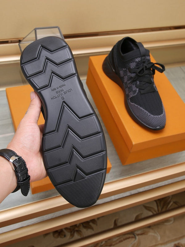 LV SNEAKERS IN BLACK AND GREY MESH FABRIC