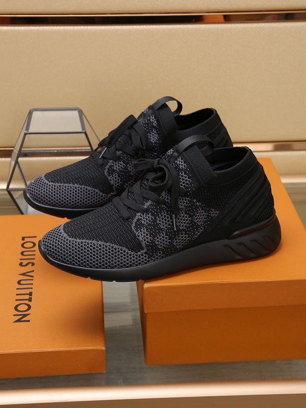 LV SNEAKERS IN BLACK AND GREY MESH FABRIC