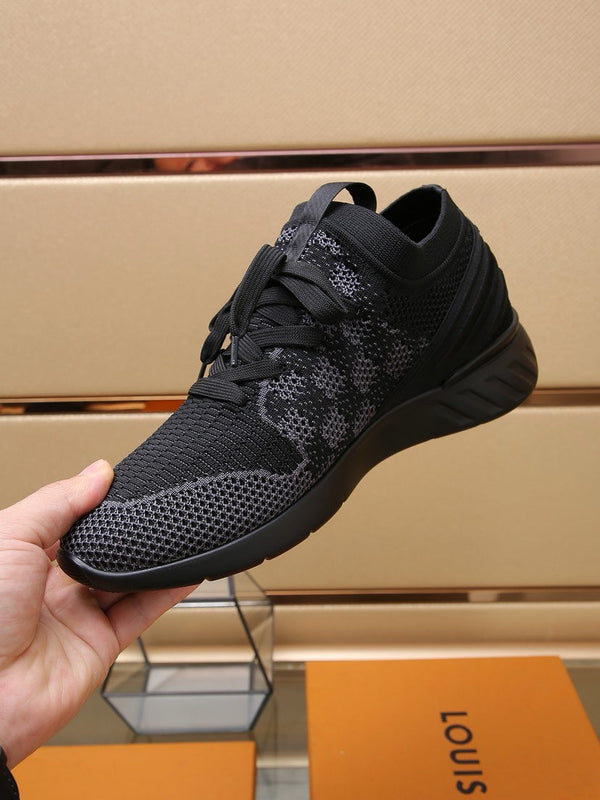 LV SNEAKERS IN BLACK AND GREY MESH FABRIC