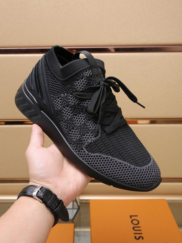 LV SNEAKERS IN BLACK AND GREY MESH FABRIC