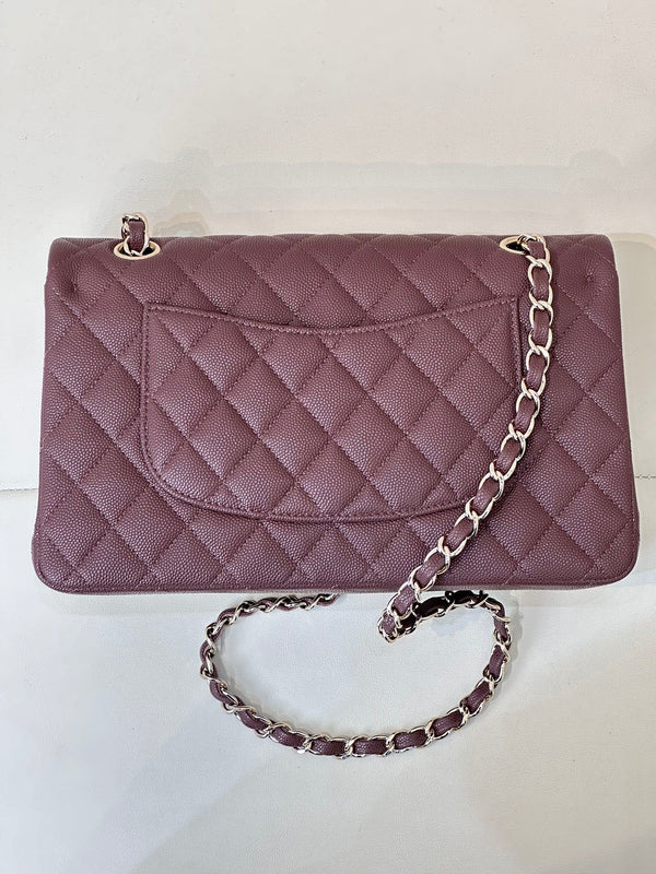 CLASSIC FLAP 23CM BURGUNDY CAVIAR LIGHT GOLD HARDWARE